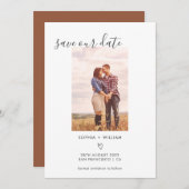 Save The Date Boho Terracotta Mariage Photo Enregistrer La Date (Devant / Derrière)