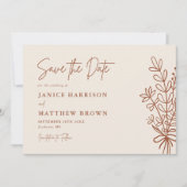 Save The Date Boho Terracotta Orange Brûlé Mariage Rustique (Devant)
