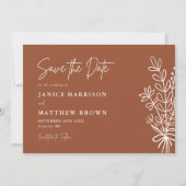Save The Date Boho Terracotta Orange Brûlé Mariage Rustique (Devant)