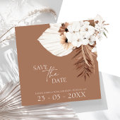 Save The Date Boho Terracotta Pampas Brown Mariage Floral Grass