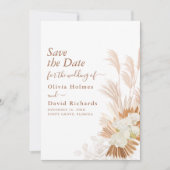 Save The Date Boho Terracotta Pampas Grass et Orchidées Mariage (Devant)