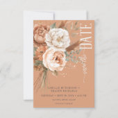Save The Date Boho Terracotta Pêche & Crème Mariage Floral (Devant)
