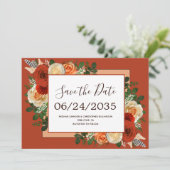 Save The Date Boho Terracotta rouille Floral Pampas Mariage en h (Debout devant)