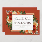 Save The Date Boho Terracotta rouille Floral Pampas Mariage en h (Devant / Derrière)
