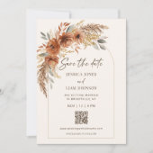 Save The Date Boho Terracotta Rust Fall Floral Mariage QR Code (Devant)