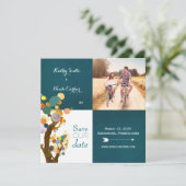 Save The Date Boho Trees Turquoise Mariage Photo Enregistrer la  (Debout devant)