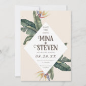 Save The Date Boho tropical banane feuille mariage (Devant)