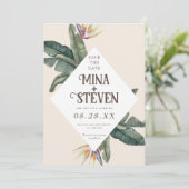 Save The Date Boho tropical banane feuille mariage (Debout devant)