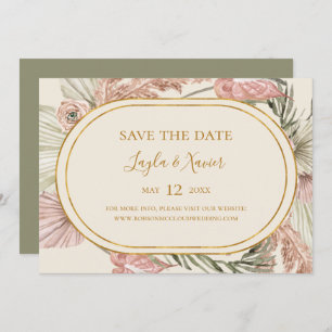 Save The Date Boho Tropical Botanical   Vert olive horizontal