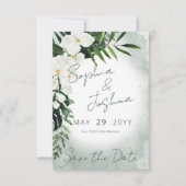 Save The Date Boho Tropical Plantes Vert Mariage aquarelle (Devant)