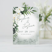 Save The Date Boho Tropical Plantes Vert Mariage aquarelle (Debout devant)