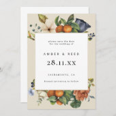 Save The Date Boho végétal d'été orange (Devant / Derrière)