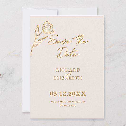 Save The Date Boho végétal Mariage minimal (Devant)