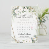 Save The Date Boho verdure et bouquet fleuri luxuriant roses bla (Debout devant)