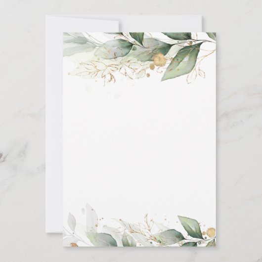 Save The Date Boho vert eucalyptus et or feuille mariage s (Dos)