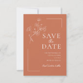 Save The Date Boho Warm Terracotta Floral Wedding Enregistrer la (Devant)