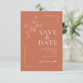 Save The Date Boho Warm Terracotta Floral Wedding Enregistrer la (Debout devant)