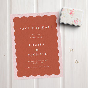 Save The Date Boho Wavy Border Terracotta & Blush Mariage