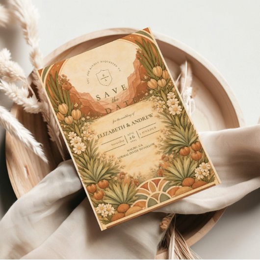 Save The Date Boho Wildflower Desert Wedding