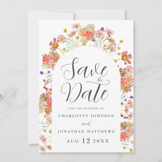 Save The Date Boho Wildflower Photo Arch Wedding (Devant)