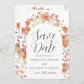 Save The Date Boho Wildflower Photo Arch Wedding (Devant / Derrière)