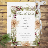 Save The Date Boho Winter Greenery Boughs