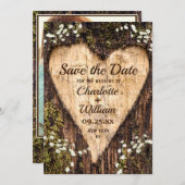 Save The Date Bois Barque Coeur Bébé Respiration Mariage Enregis (Devant / Derrière)