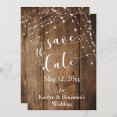 Save The Date Bois Brown rustique, Chaînes légères Enregistrer l (Devant / Derrière)