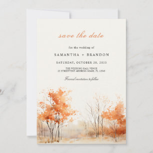 Save The Date Bois d'automne Tombez amoureux Enregistrez la date