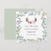Save The Date Bois de cerf & Épargne de verdure la date - Carré (Devant / Derrière)