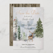 Save The Date Bois de forêt d'hiver Sauvez la date (Devant / Derrière)