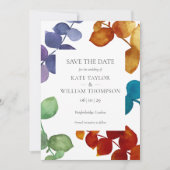 Save The Date Bois Eucalyptus Feuille Floral Enregistrer La Date (Devant)