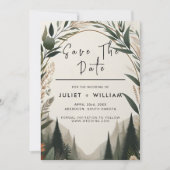 Save The Date Bois Forêt Grange rustique Mariage Arc de ferme (Devant)
