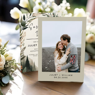 Save The Date Bois Forêt Grange rustique Mariage Arc de ferme