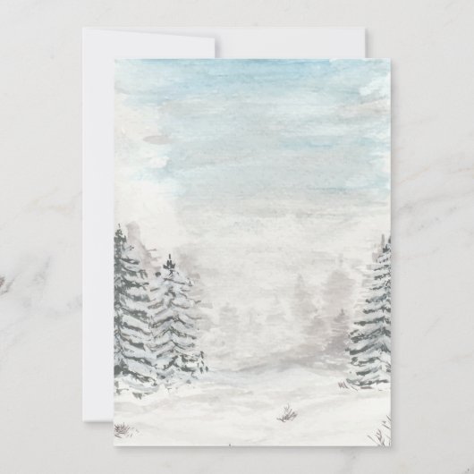 Save The Date Bois, Neige, Forêt Éclairage À Chaînes Enregistrer (Dos)