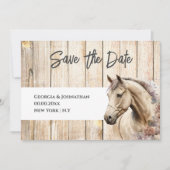 Save The Date Bois rustique aquarelle cheval campagne grange (Devant)