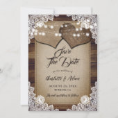 Save The Date Bois rustique Beige Burlap Blanc Floral Mariage (Devant)