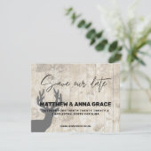 Save The Date Bois Rustique Bois De Bois D'Antlers De Cerfs Flor (Debout devant)