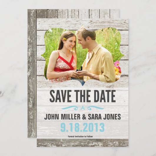 Save The Date Bois Rustique Enregistrer La Date (Devant / Derrière)