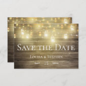 Save The Date Bois rustique et lumières Mason Jar Enregistrer la (Devant / Derrière)