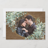 Save The Date Bois rustique Eucalyptus Verdure Photo géométrique (Dos)