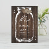 Save The Date Bois Rustique Mason Jar Mariage Enregistrer La Dat (Debout devant)