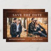 Save The Date Bois rustique Simple 2 Photo (Devant / Derrière)
