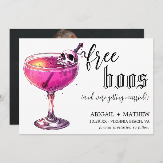 Save The Date Boisson drôle gratuite Photo d'amis de l'enfer Mar (Devant / Derrière)