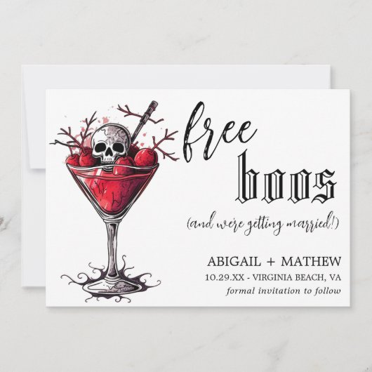 Save The Date Boisson drôle Photo de fantômes gratuits Mariage d (Devant)