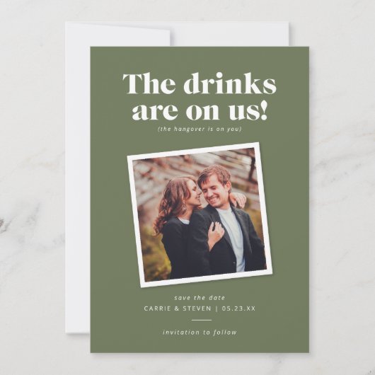 Save The Date Boissons aux nôtres Mariage drôle Enregistrer la d (Devant)