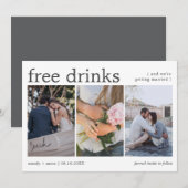 Save The Date Boissons Gratuites 3 Photos Mariage Économisez la  (Devant / Derrière)