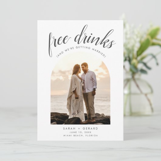 Save The Date Boissons Gratuites Arch Photo Plage Mariage Enregi (Debout devant)
