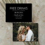 Save The Date Boissons gratuites Black White Photo Mariage<br><div class="desc">Présentez nos boissons gratuites Black White Photo Wedding Save the Date cards - un mélange de simplicité moderne et d'humour pour votre journée spéciale! Avec un design noir et blanc épuré, ces cartes proclament hardiment "Boissons gratuites (et nous nous marions)" sur le devant, donnant le ton pour une célébration remplie...</div>