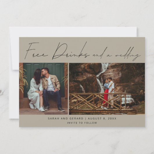 Save The Date Boissons gratuites et photo d'un Mariage Enregistr (Devant)